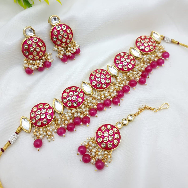 JCM Gold Plated Meenakari Choker Necklace Set