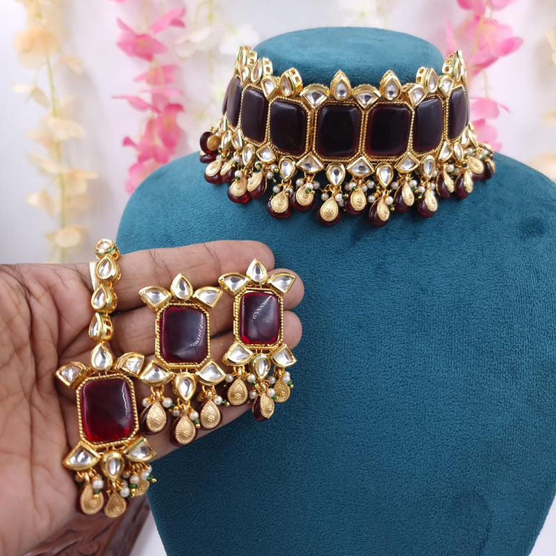 JCM Gold Plated Kundan Choker Necklace Set