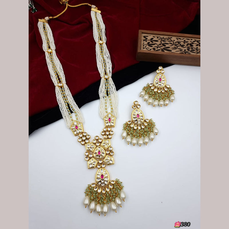 JCM Gold Plated Kundan Long Necklace Set