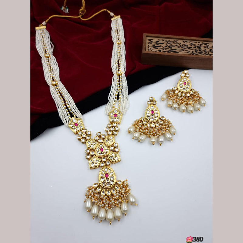 JCM Gold Plated Kundan Long Necklace Set