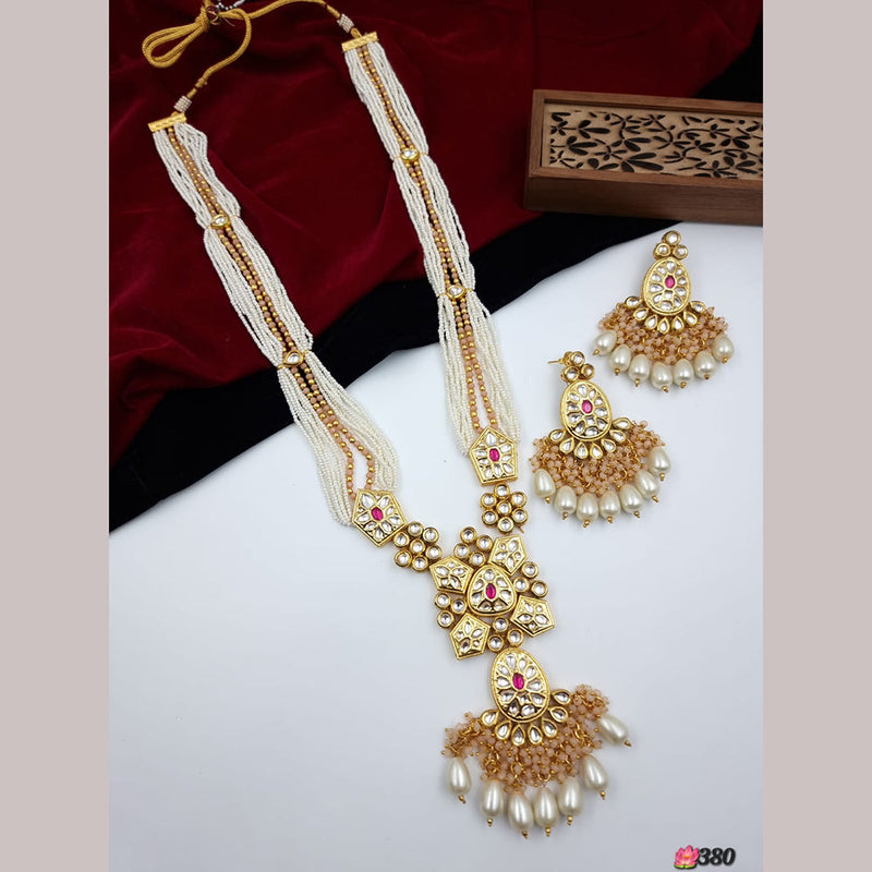 JCM Gold Plated Kundan Long Necklace Set