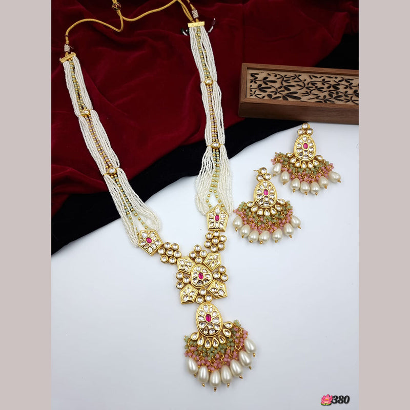 JCM Gold Plated Kundan Long Necklace Set