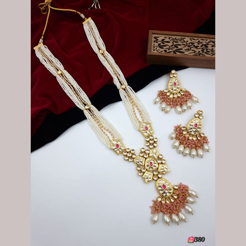 JCM Gold Plated Kundan Long Necklace Set