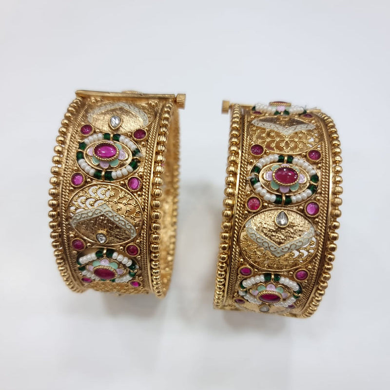 JCM Gold Plated Meenakari Bangles Set