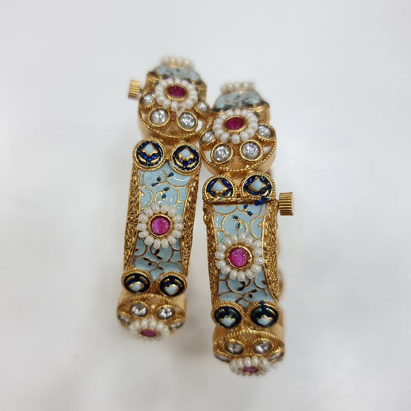 JCM Gold Plated Meenakari Bangles Set