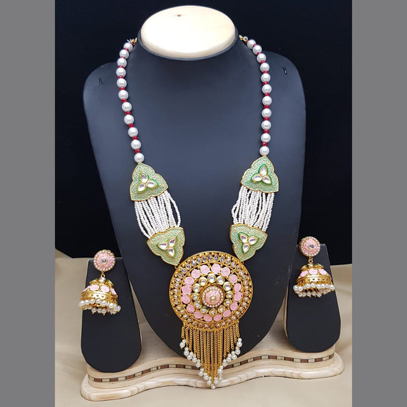 JCM Gold Plated Meenakari Long Necklace Set