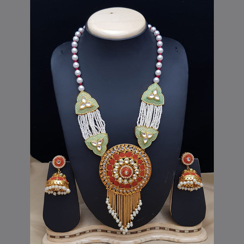 JCM Gold Plated Meenakari Long Necklace Set