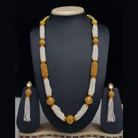 JCM Gold Plated Kundan and Crystal Long Necklace Set