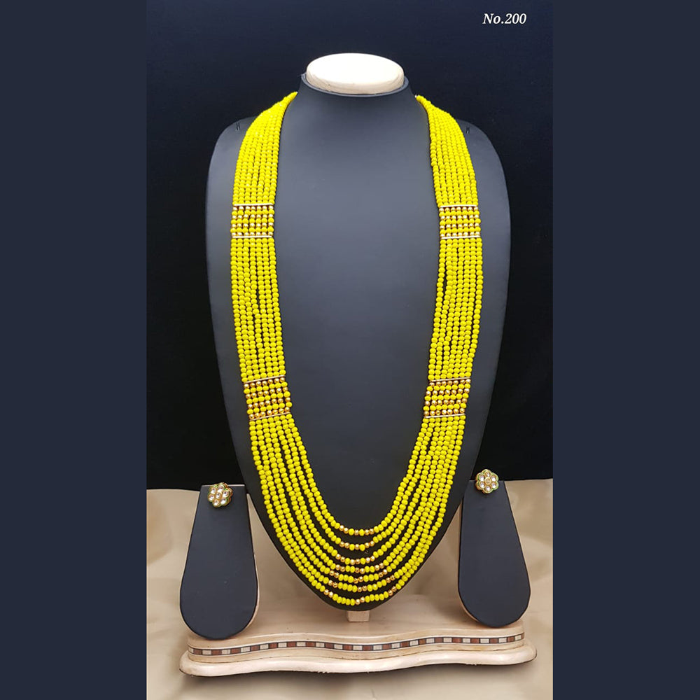 JCM Gold Plated Kundan and Crystal Long Necklace Set
