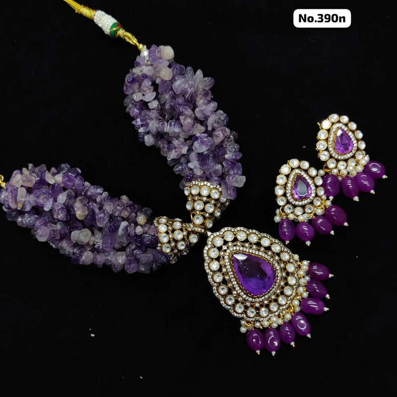 JCM Gold Plated Amethyst Crystal Necklace Set