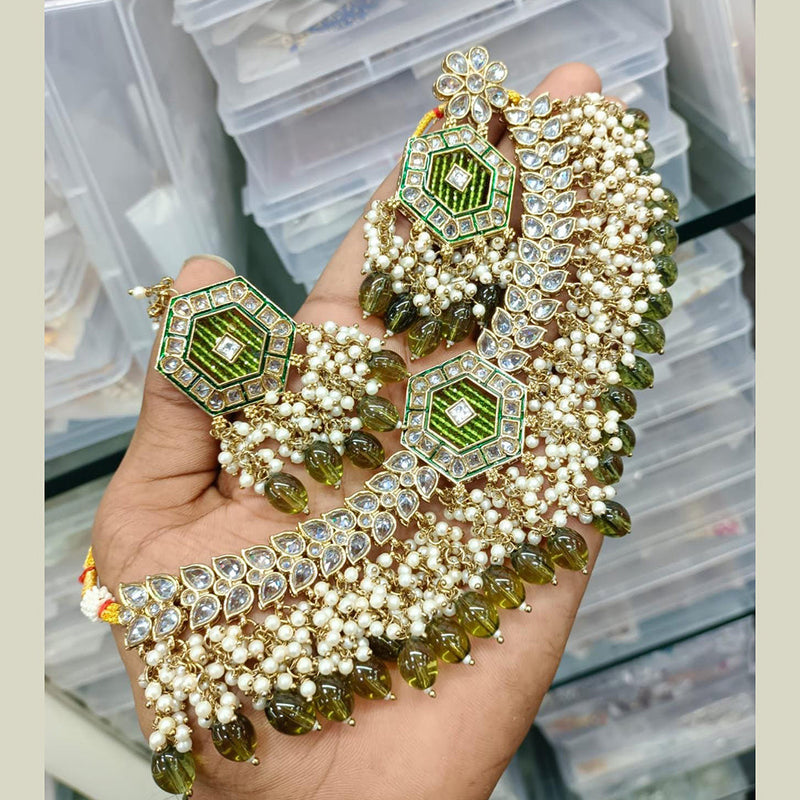 JCM Gold Plated Crystal Stone Necklace Set