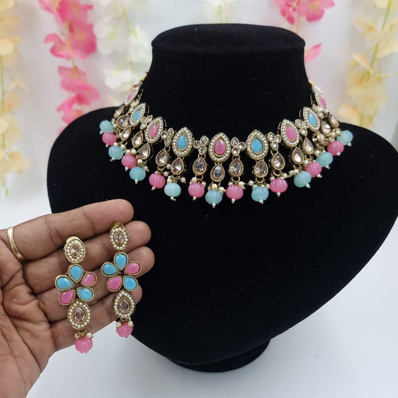 JCM Gold Plated Crystal Stone Necklace Set