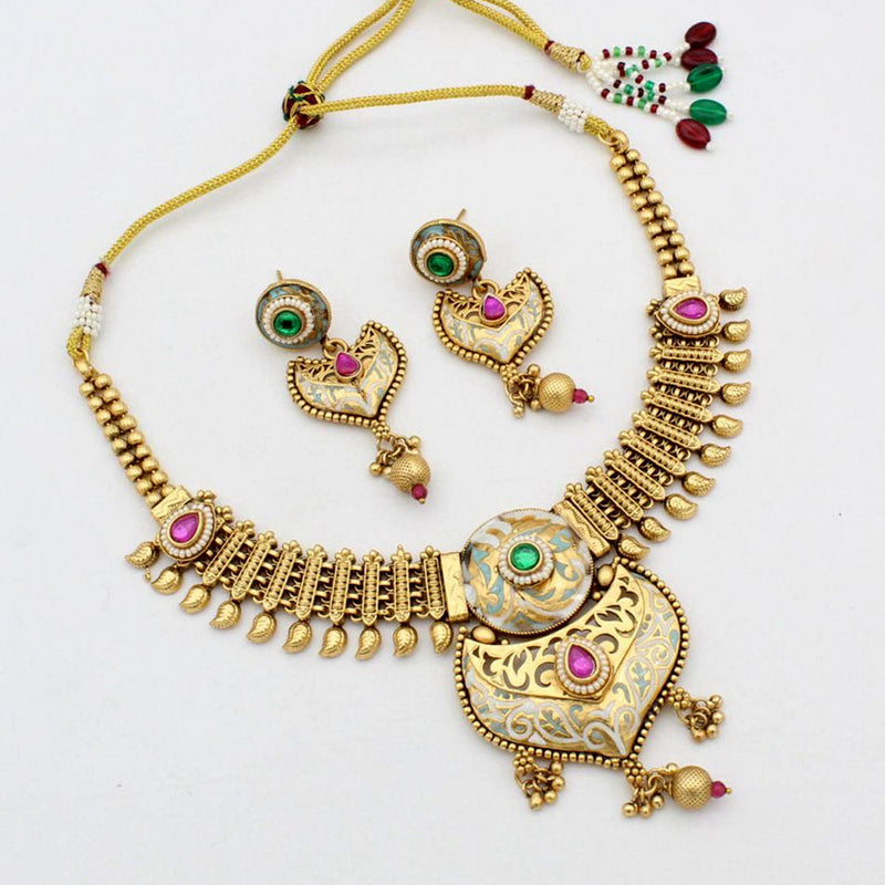 JCM Gold Plated Meenakari Necklace Set