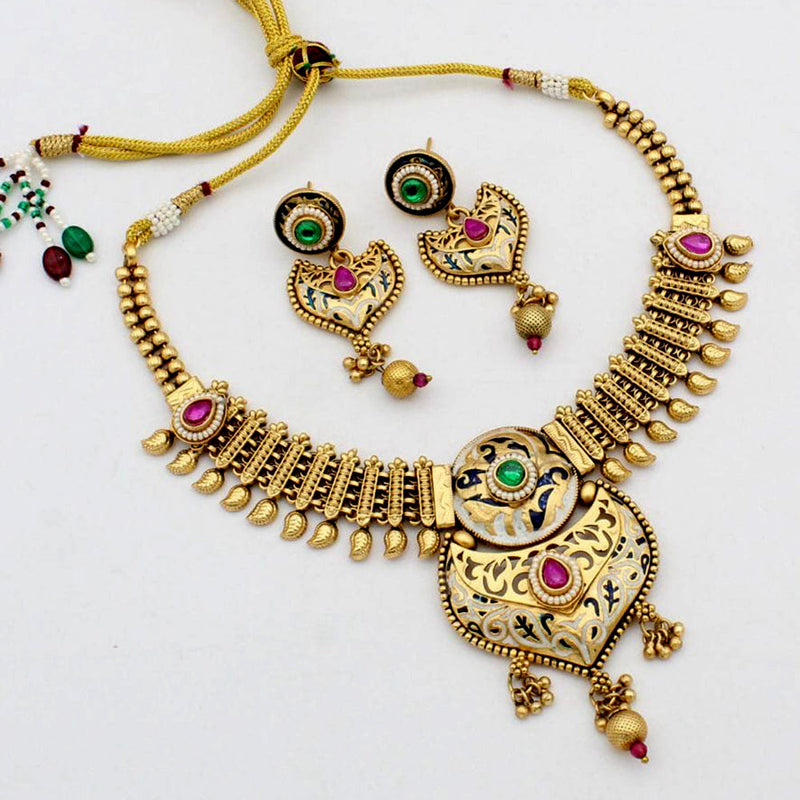 JCM Gold Plated Meenakari Necklace Set