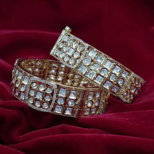 JCM Gold Plated AD Openable Bangles Set