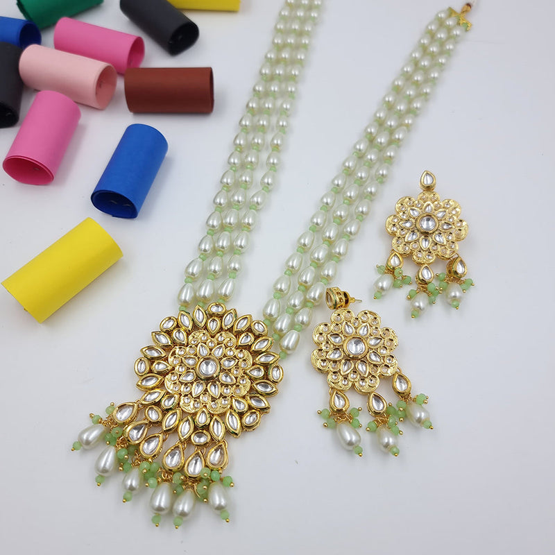 JCM Gold Plated Kundan Long Necklace Set