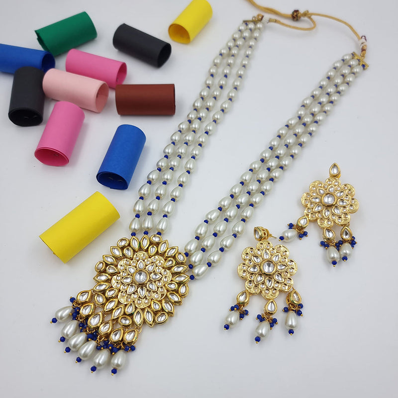 JCM Gold Plated Kundan Long Necklace Set