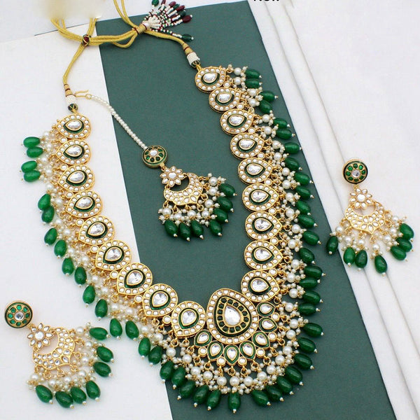 JCM Gold Plated Kundan Long Necklace Set