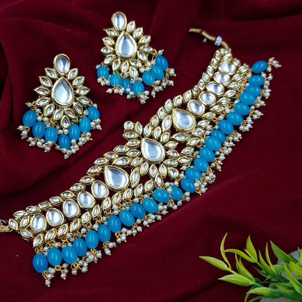 JCM Gold Plated Kundan Choker Necklace Set