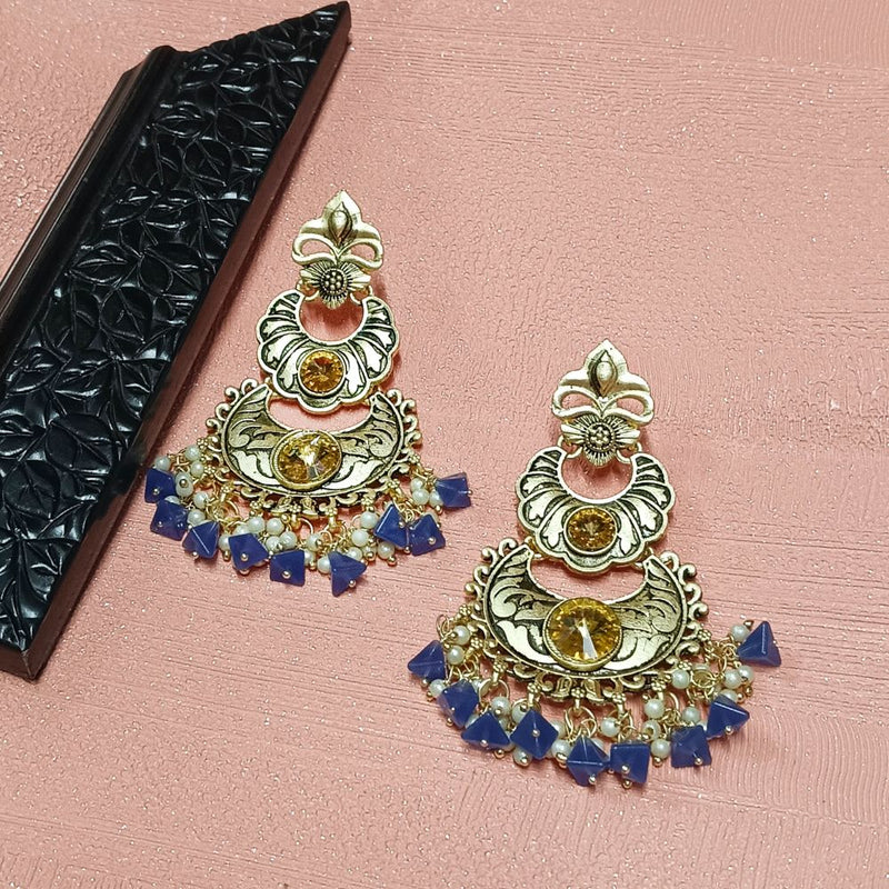 Bhavi Crystal Stone Gold Plated Dangler Earrings