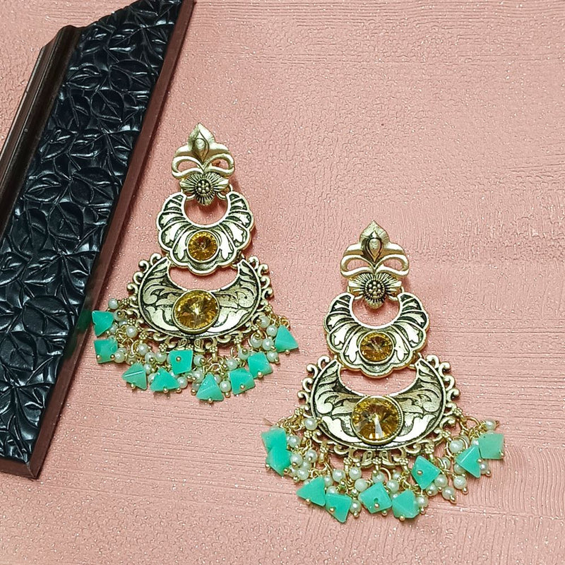 Bhavi Crystal Stone Gold Plated Dangler Earrings