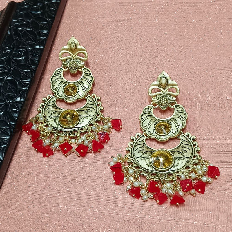 Bhavi Crystal Stone Gold Plated Dangler Earrings