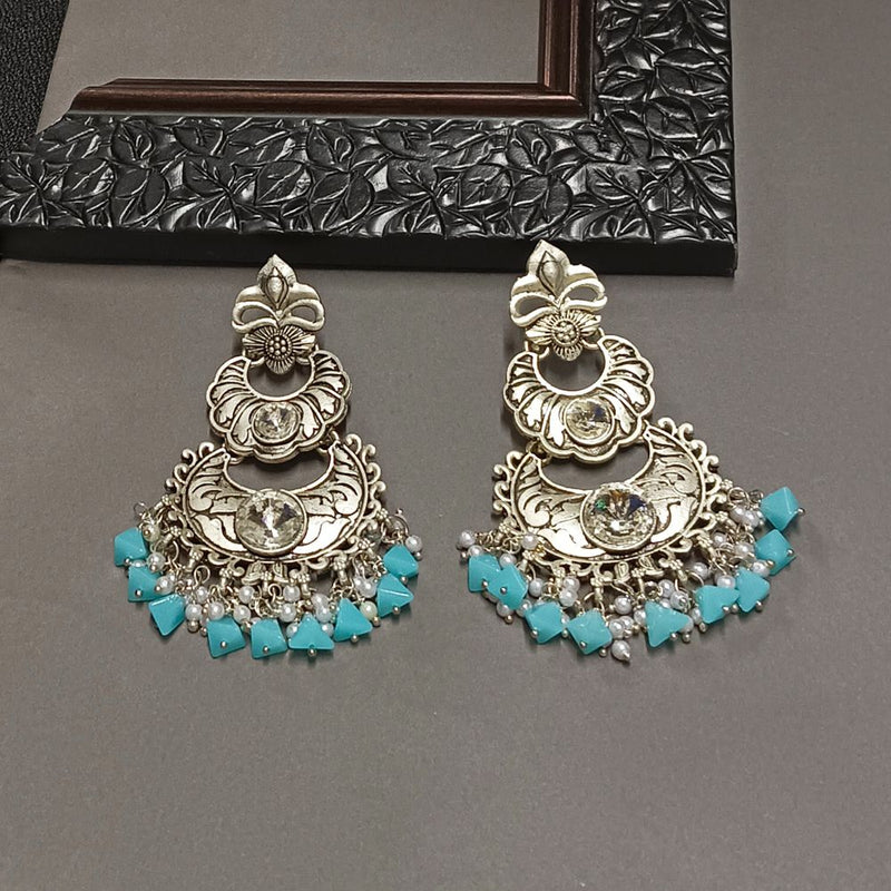 Bhavi Crystal Stone Silver Plated Dangler Earrings