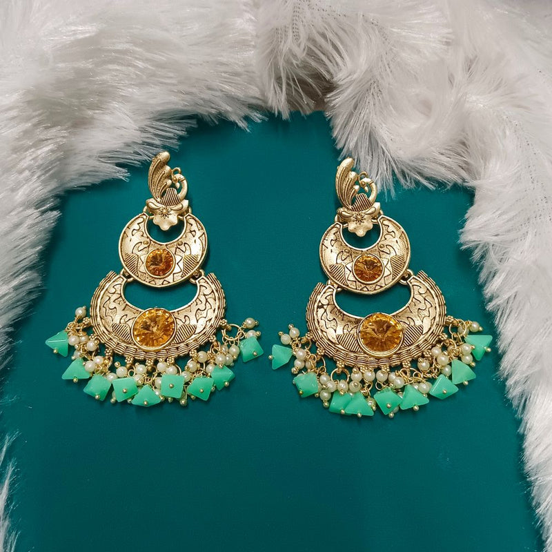 Bhavi Crystal Stone Gold Plated Dangler Earrings