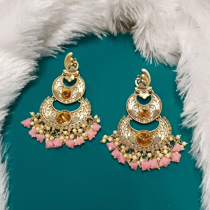 Bhavi Crystal Stone Gold Plated Dangler Earrings