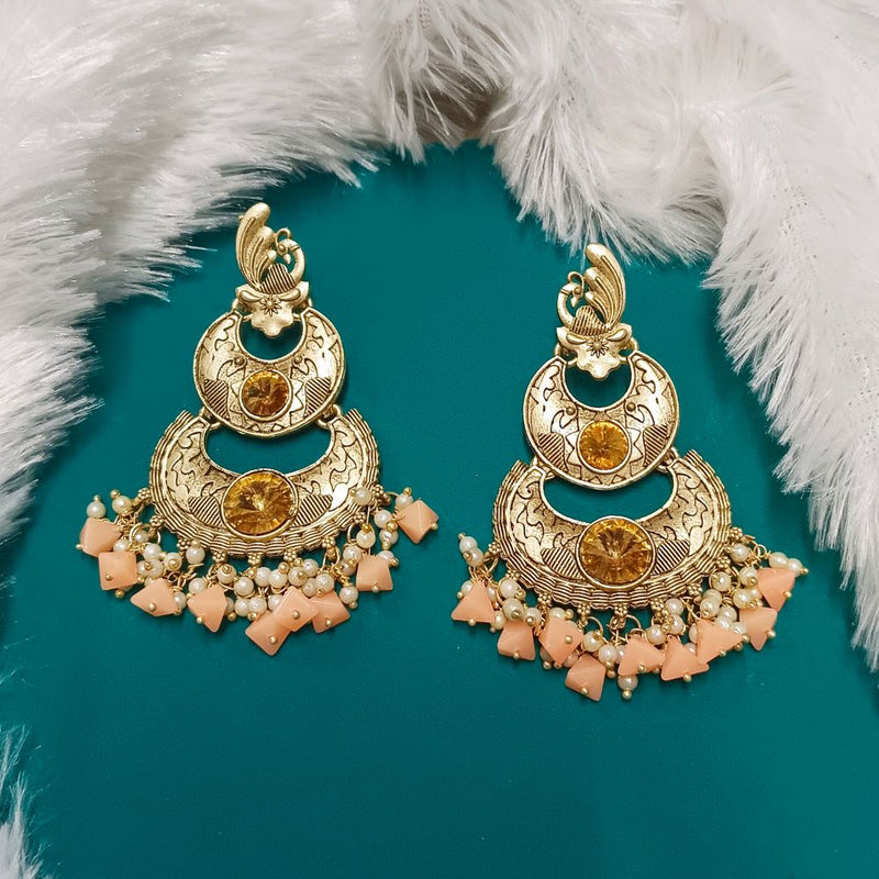 Bhavi Crystal Stone Gold Plated Dangler Earrings