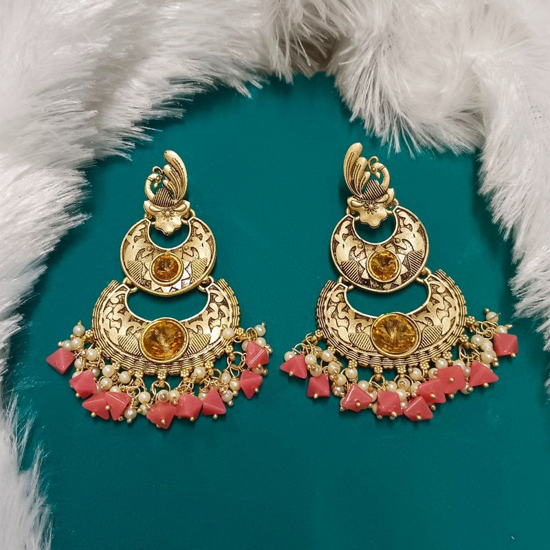 Bhavi Crystal Stone Gold Plated Dangler Earrings