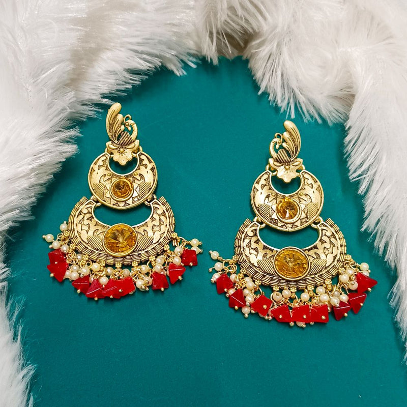 Bhavi Crystal Stone Gold Plated Dangler Earrings