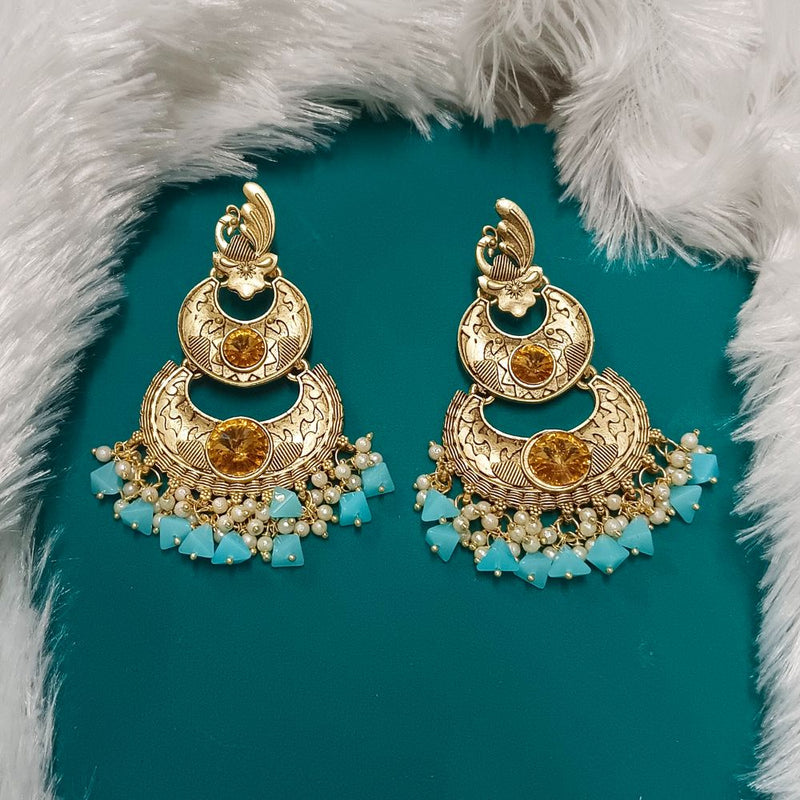 Bhavi Crystal Stone Gold Plated Dangler Earrings