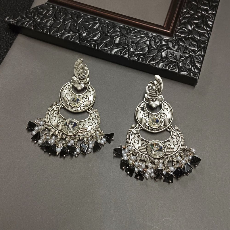 Bhavi Crystal Stone Silver Plated Dangler Earrings