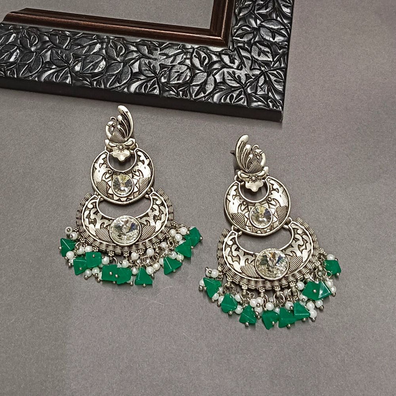 Bhavi Crystal Stone Silver Plated Dangler Earrings