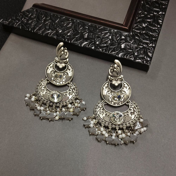 Bhavi Crystal Stone Silver Plated Dangler Earrings