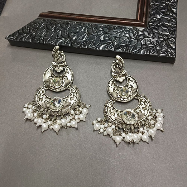 Bhavi Crystal Stone Silver Plated Dangler Earrings