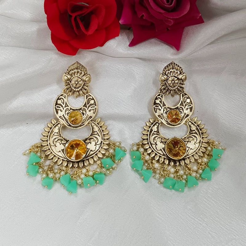 Bhavi Crystal Stone Gold Plated Dangler Earrings