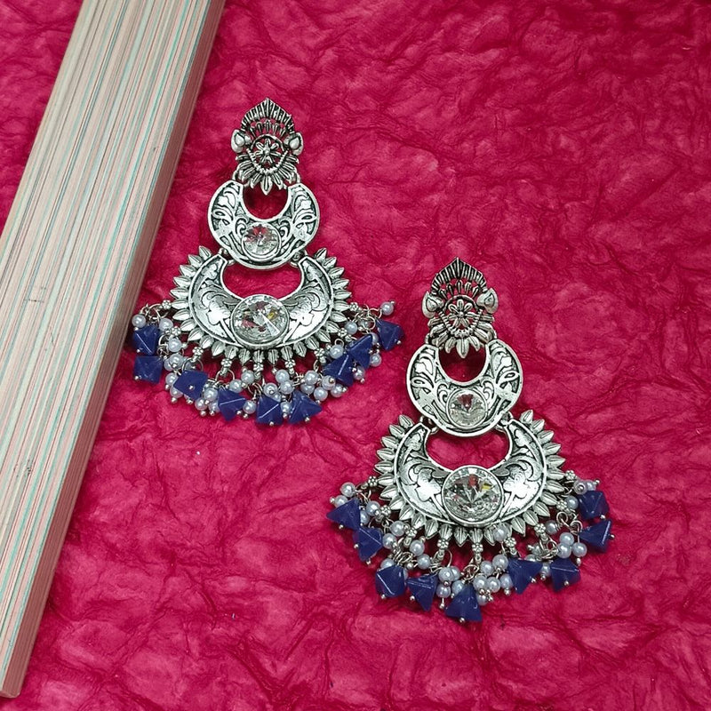 Bhavi Crystal Stone Silver Plated Dangler Earrings