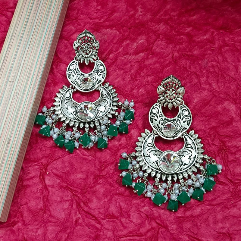 Bhavi Crystal Stone Silver Plated Dangler Earrings