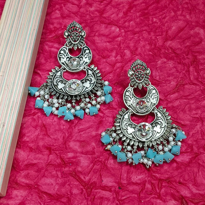 Bhavi Crystal Stone Silver Plated Dangler Earrings