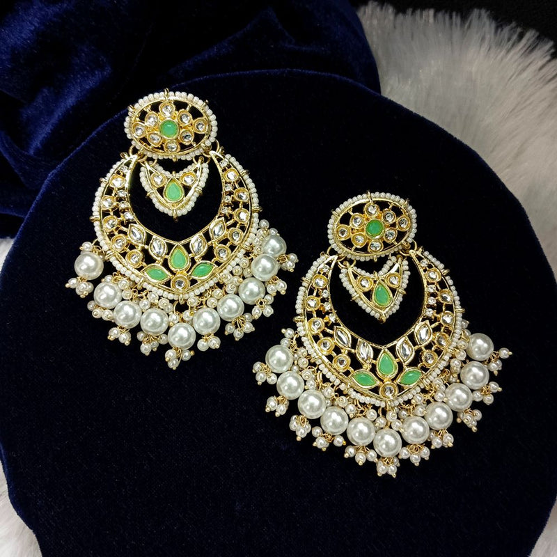 Bhavi Kundan Stone Gold Plated Dangler Earrings