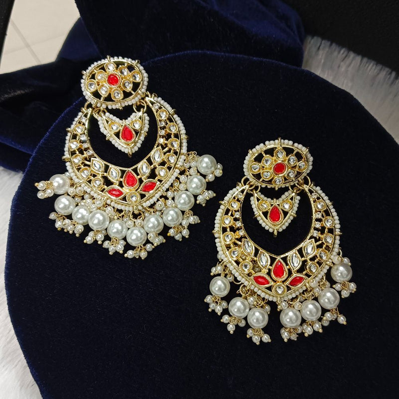 Bhavi Kundan Stone Gold Plated Dangler Earrings