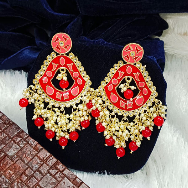Bhavi Meenakari & Beads Gold Plated Dangler Earrings
