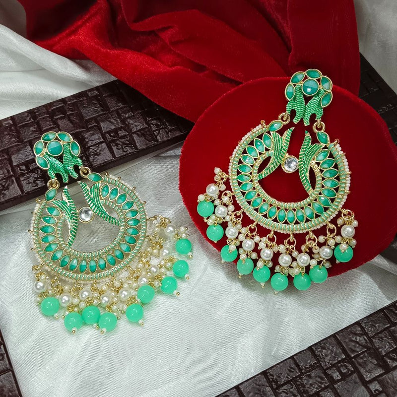 Bhavi Meenaakri & Beads Gold Plated Dangler Earrings