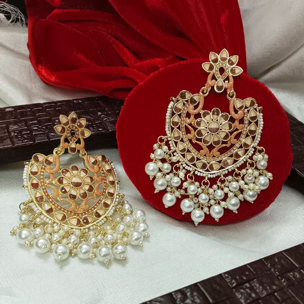 Bhavi Meenaakri & Beads Gold Plated Dangler Earrings