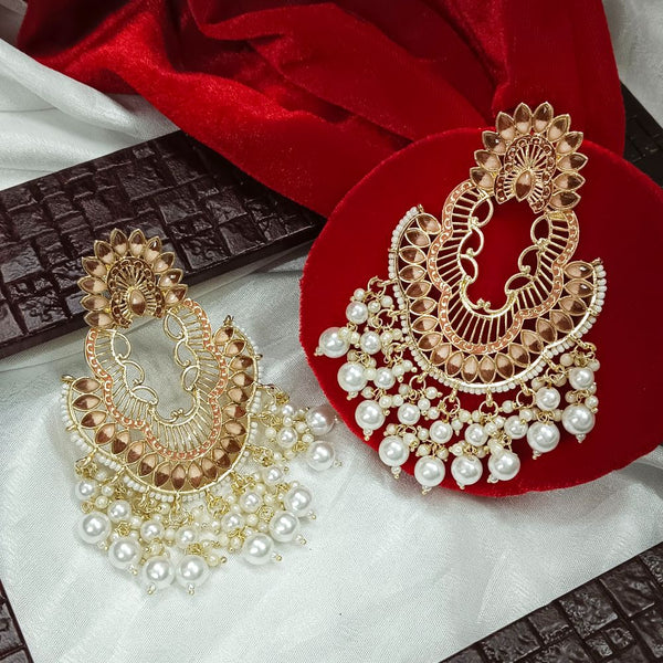 Bhavi Meenaakri & Beads Gold Plated Dangler Earrings