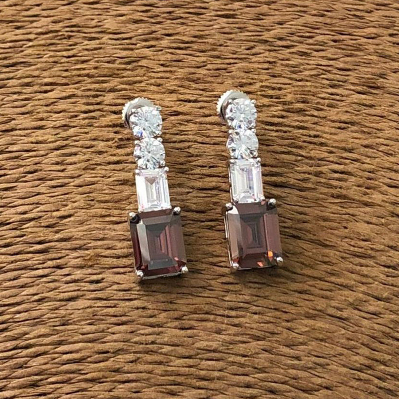 JewelTreetz Silver Plated CZ Diamond earrings