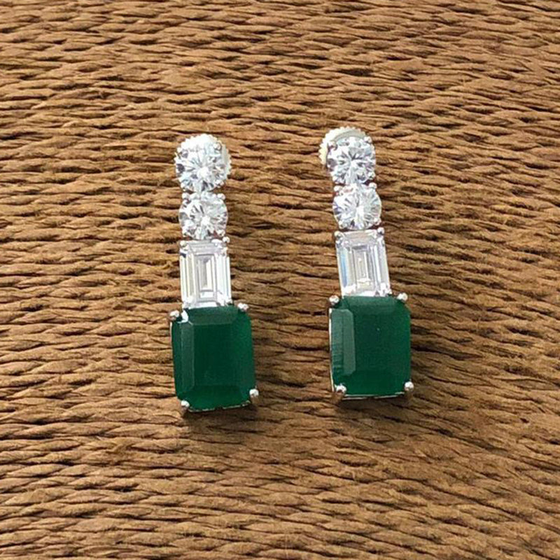 JewelTreetz Silver Plated CZ Diamond earrings