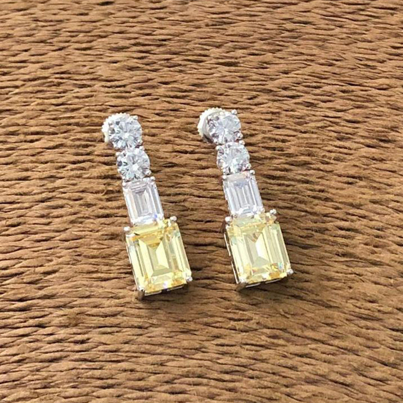 JewelTreetz Silver Plated CZ Diamond earrings